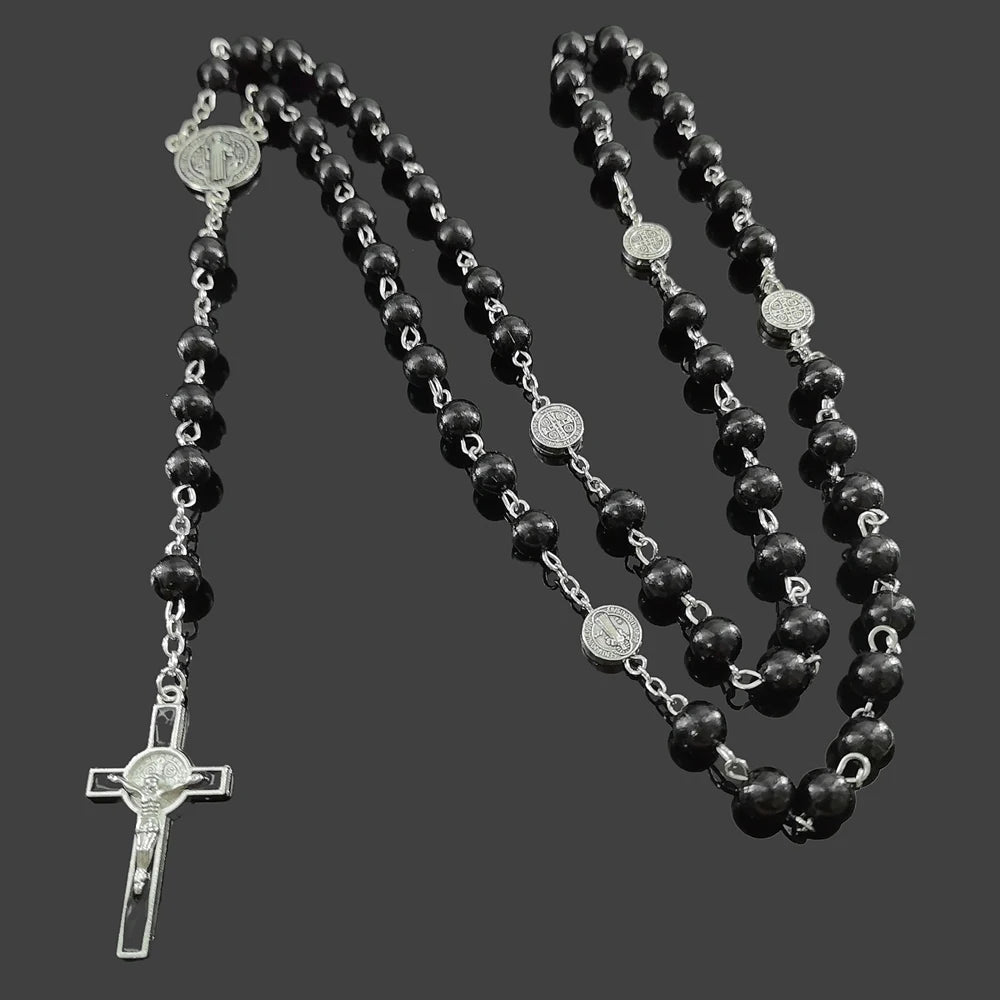 Black N White Rosary Necklaces