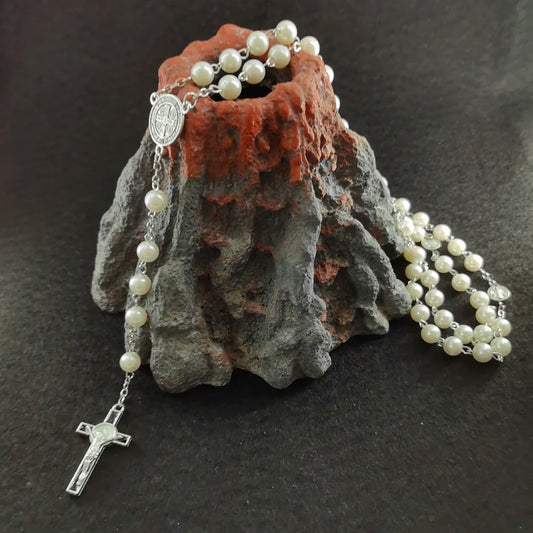 Black N White Rosary Necklaces