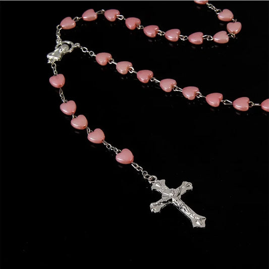 Heart Rosary Necklace